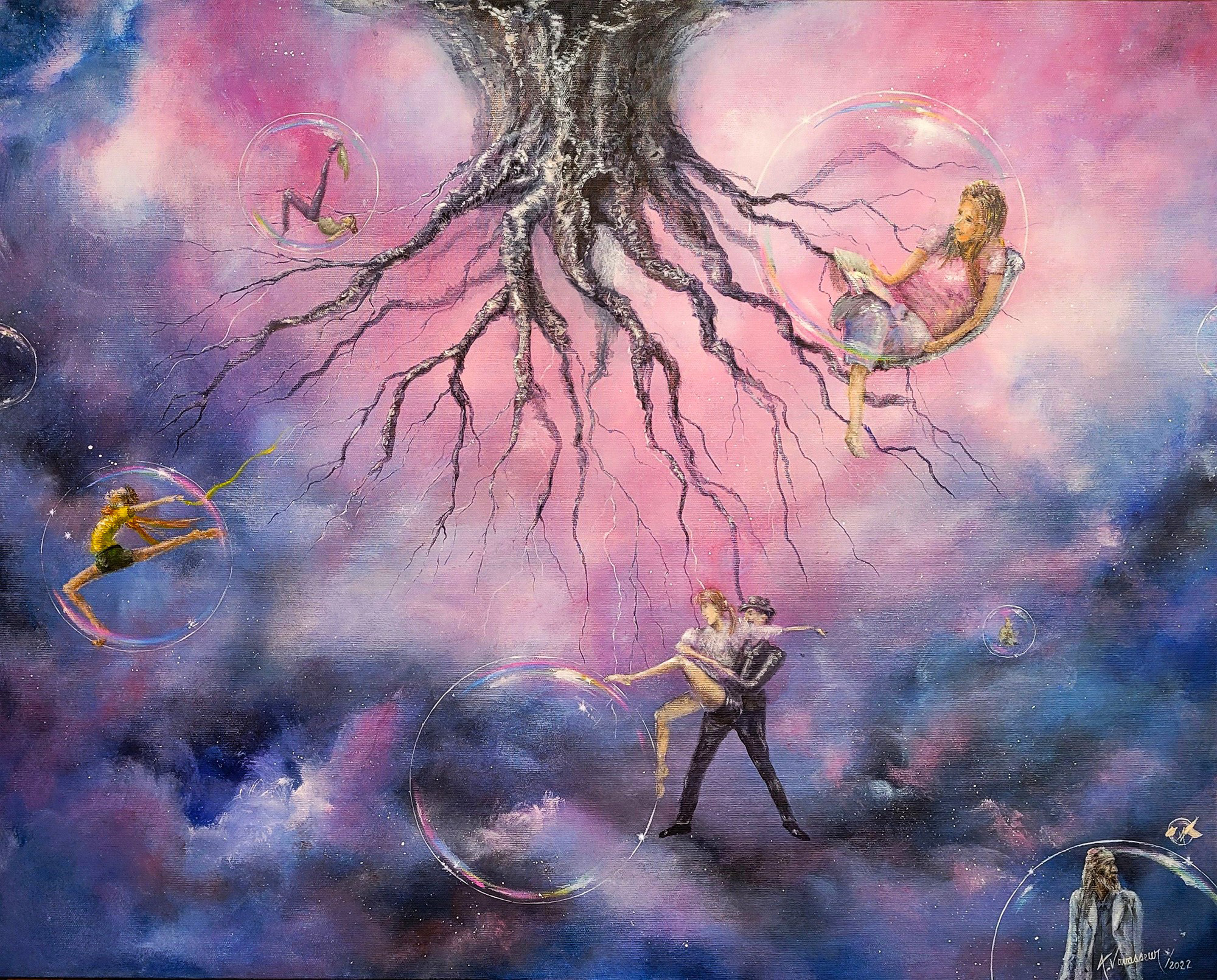 L’Ailleurs, ici (2022), poetic landscape painting in acrylic on canvas by Annick Vavasseur